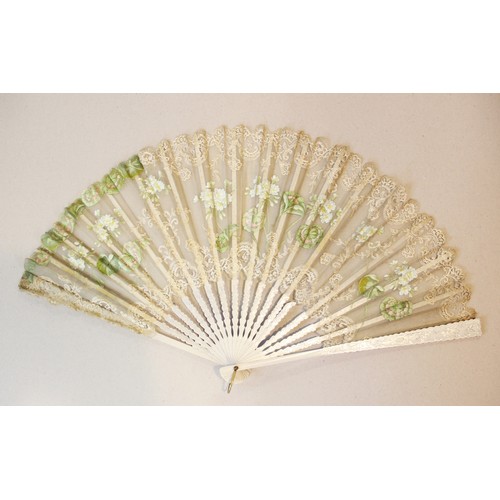 359 - A collection of fans, 19th century and later, to include a boxed George III example with hand painte... 