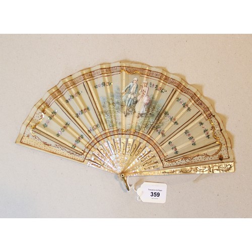 359 - A collection of fans, 19th century and later, to include a boxed George III example with hand painte... 