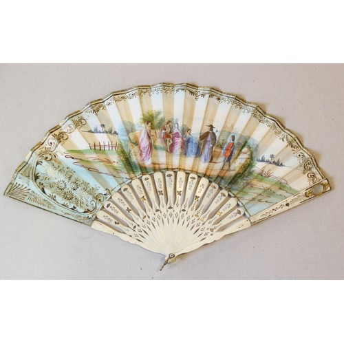 359 - A collection of fans, 19th century and later, to include a boxed George III example with hand painte... 