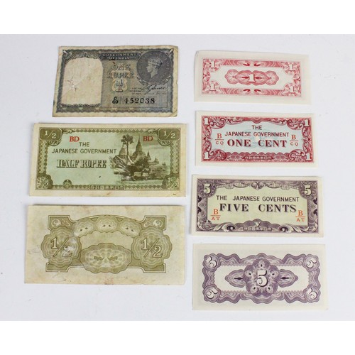 156 - A collection of world bank notes, predominately post-war examples, including Dutch East-Indies, Lire... 