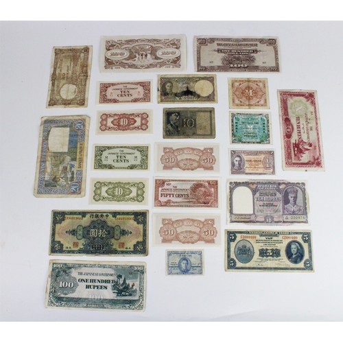 156 - A collection of world bank notes, predominately post-war examples, including Dutch East-Indies, Lire... 