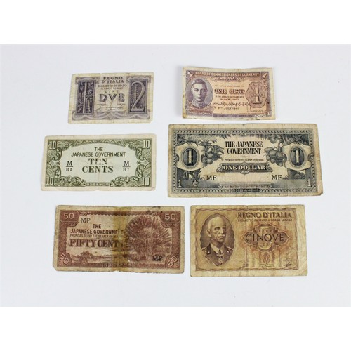 156 - A collection of world bank notes, predominately post-war examples, including Dutch East-Indies, Lire... 