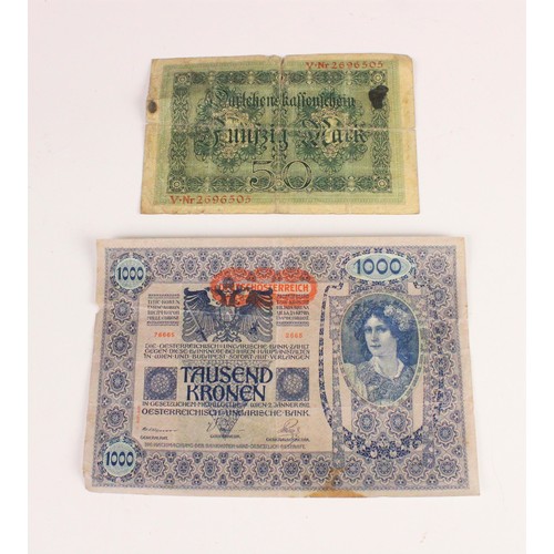 156 - A collection of world bank notes, predominately post-war examples, including Dutch East-Indies, Lire... 