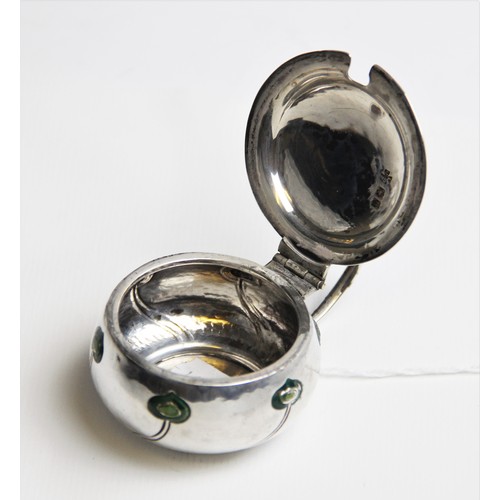 42 - An Arts & Crafts silver and enamel part condiment set by George Lawrence Connell, London 1903, compr... 