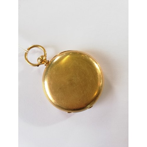 138 - An 18ct gold full hunter pocket watch, the round white enamelled dial with Roman numerals and subsid... 