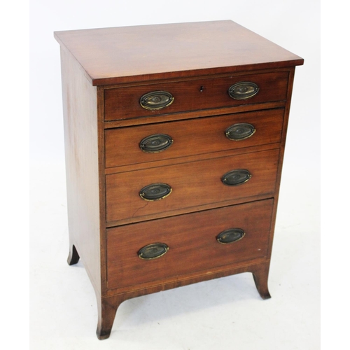 1007 - A 19th century mahogany chest of drawers, with an arrangement of three drawers, the deep middle draw... 