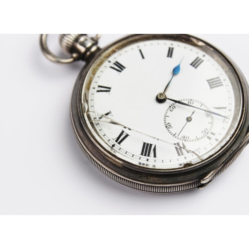 155 - A George V silver open face pocket watch, the round white enamel dial with black Roman numerals and ... 