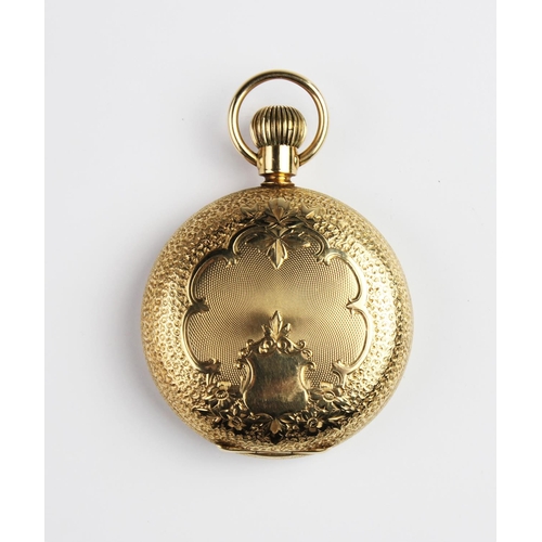 156 - A Waltham 14ct gold full hunter pocket watch, the round white dial with Roman numerals and subsidiar... 