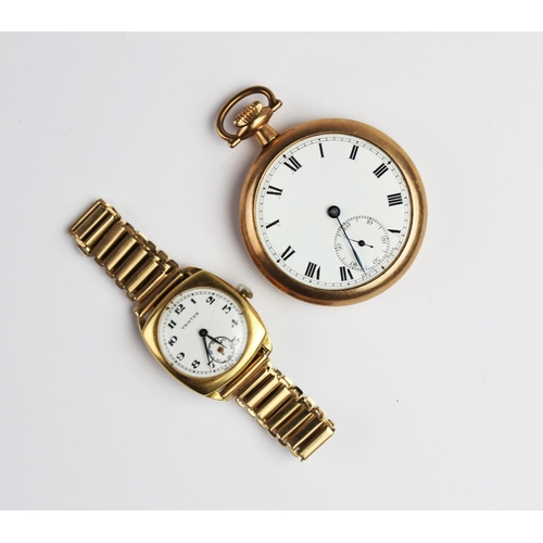 163 - A Gent's vintage 18ct gold Vertex wristwatch, the white enamel dial with Arabic numerals and subsidi... 