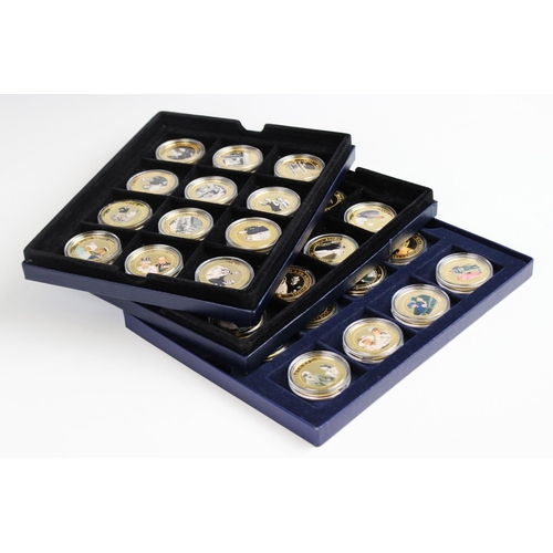 335 - A Westminster boxed set of twelve 24ct gold plated one dollar coins, the cupronickel coins applied w... 