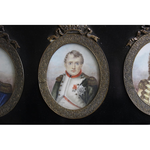 345 - Three portrait miniatures on ivory, early 19th century, in the manner of Jacques Louis David, depict... 