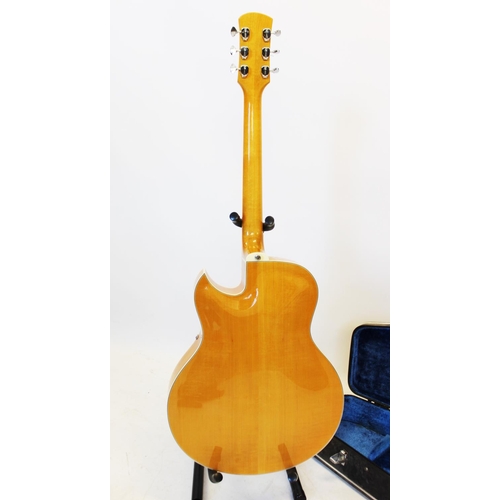 358 - A Yamaha AE11 Semi-Acoustic guitar, probably circa 1969, in original hard case, with lead, tuner, sp... 