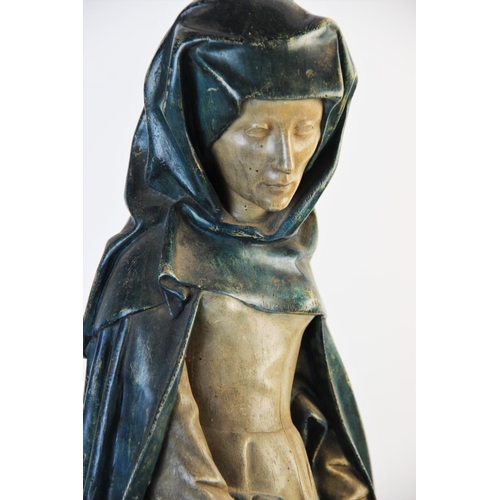 361 - An Italian painted plaster figure, probably Saint Margaret of Antioch, modelled holding a pestle and... 