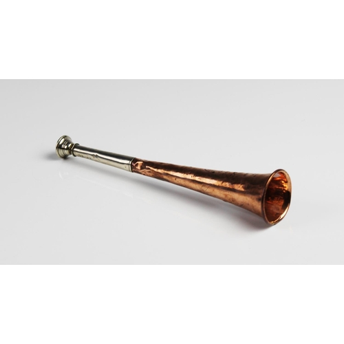 431 - A copper and white metal mounted hunting horn, late 19th century, stamped 'Henry Keat & Sons, 105 an... 