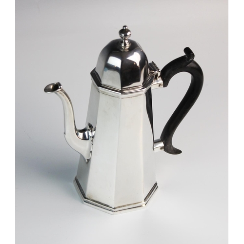44 - An Edwardian silver coffee pot by Charles Stuart Harris, London 1906, of tapered octagonal form, wit... 