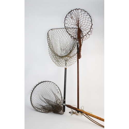 482 - A Hardy Bros Ltd landing net, with bamboo handle, with two smaller Hardy landing nets (3)