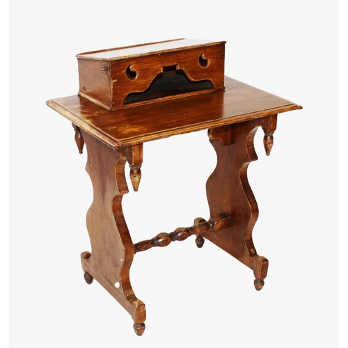 985 - A Victorian scumbled pine side table, the rectangular moulded top applied with a hinged rear box car... 