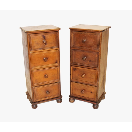 991 - A pair of Victorian style tall pine chests of drawers, 20th century, each with a rectangular moulded... 