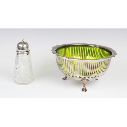 13 - An Edwardian silver mounted cut glass sugar caster by Richard Owen Williams, Chester 1908, of tapere... 