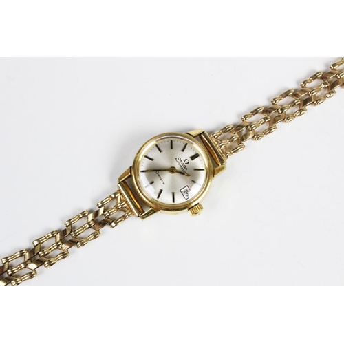 164 - A lady's Omega Automatic wristwatch, the round silvered dial with baton markers and date aperture to... 