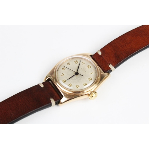 168 - A Gent's 1930's 9ct gold 'bubble back' Rolex Perpetual Chronometer wristwatch, the round dial with g... 