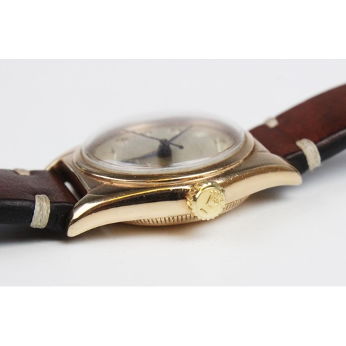 168 - A Gent's 1930's 9ct gold 'bubble back' Rolex Perpetual Chronometer wristwatch, the round dial with g... 