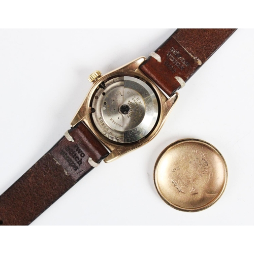 168 - A Gent's 1930's 9ct gold 'bubble back' Rolex Perpetual Chronometer wristwatch, the round dial with g... 