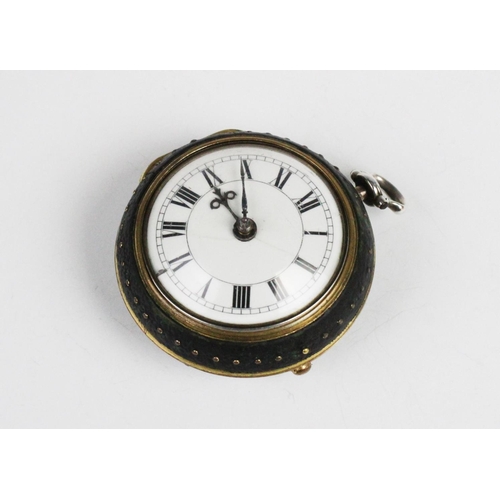 169 - A George III pair case pocket watch, the round white ceramic dial with Roman numerals, set to a plai... 