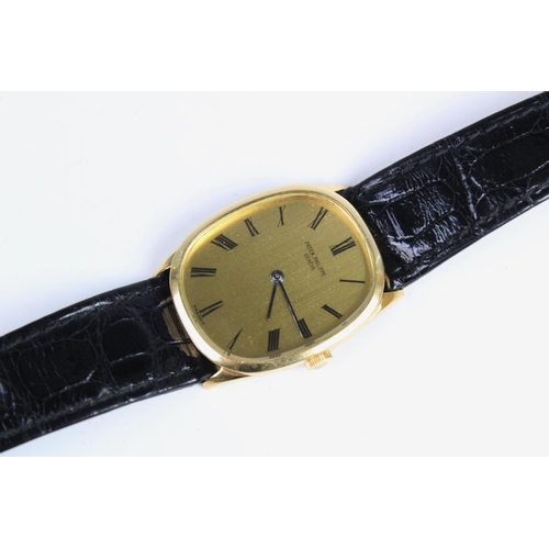 171 - A Gent's vintage 18ct gold Patek Phillipe Ellipse wristwatch, the gold-toned dial with Roman numeral... 