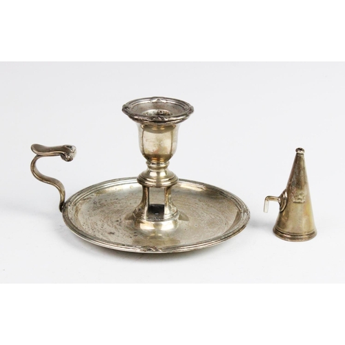 30 - A William IV silver chamberstick by Waterhouse, Hodson & Co, Sheffield 1832, circular base with reed... 