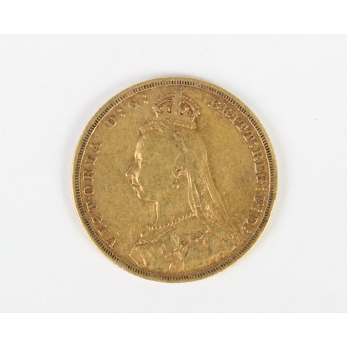 329 - A Victorian gold sovereign, dated 1889, weight 7.9gms