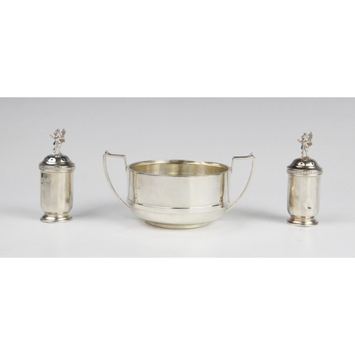 36 - A George V twin-handled sugar bowl by William Hutton & Sons, Birmingham 1922, of plain polished circ... 