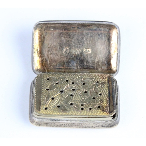 45 - A George III silver vinaigrette by Joseph Wilmore, Birmingham 1811, of rectangular form, the hinged ... 