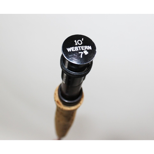 456 - An Orvis graphite ten foot 'Western' three piece fly fishing rod, weight 3.75oz, line weight 7, in c... 