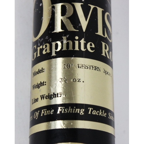 456 - An Orvis graphite ten foot 'Western' three piece fly fishing rod, weight 3.75oz, line weight 7, in c... 