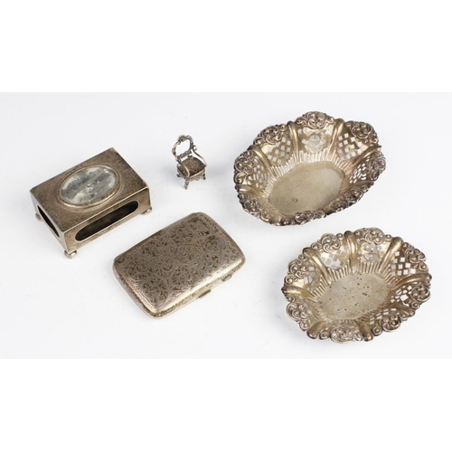 48 - An Edwardian silver bon-bon dish by William Devenport, Birmingham 1901, of oval form with embossed a... 