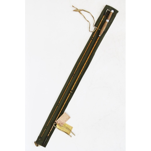 480 - A Hardy 'C.C. de France' two piece split cane palakona fly rod, No. H7008, in cloth bag with labels