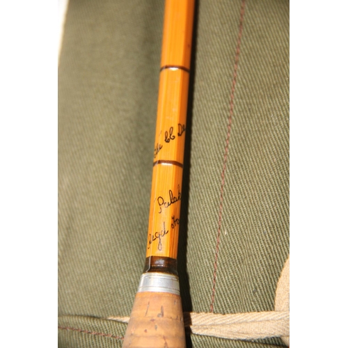 480 - A Hardy 'C.C. de France' two piece split cane palakona fly rod, No. H7008, in cloth bag with labels