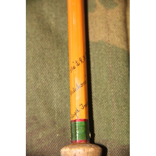 485 - A Hardy's 'The LRH Dry Fly Palakona, registered trade mark' three-piece split cane fly rod, No E5950... 