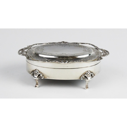 75 - An Edwardian silver trinket box, Birmingham 1907 (maker's mark worn - possibly Henry Matthews), of o... 