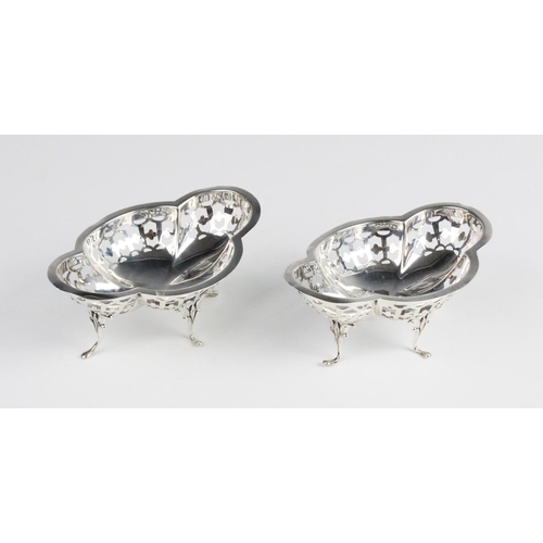 93 - A pair of George V silver bon-bon dishes by William Hutton & Sons, Birmingham 1924, each of quatrefo... 