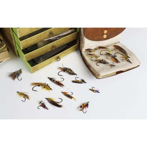 478 - An assorted collection of vintage fly fishing flies and fly tying equipment, lead weights, to assort... 