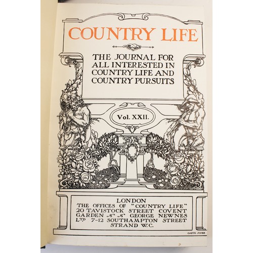 488 - COUNTRY LIFE MAGAZINE, eighteen volumes numbered 19 to 36 inclusive, green cloth boards with gilt em... 