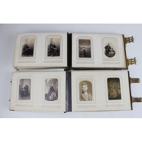 359 - A Victorian photograph album, mid 19th century, embossed 'H. Jardine' and dated '1863', containing a... 