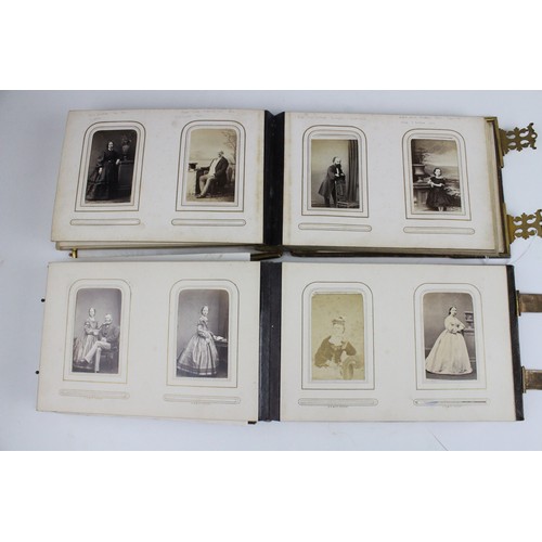 359 - A Victorian photograph album, mid 19th century, embossed 'H. Jardine' and dated '1863', containing a... 