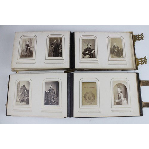 359 - A Victorian photograph album, mid 19th century, embossed 'H. Jardine' and dated '1863', containing a... 