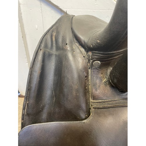 438 - A Wilton Oxford leather side saddle, patent number 1740, 22inch seat (at fault)