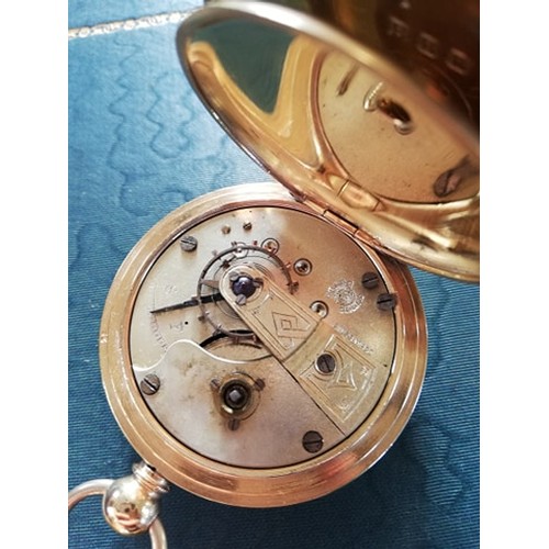 182 - A gold plated 'Ottoman' open face pocket watch, the white enamel decorated with blue 'Evil Eye' moti... 