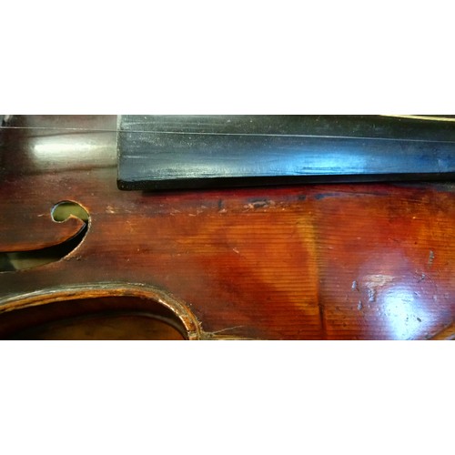 357 - A German violin by Ignaz Storch of Wolfersdorf, late 19th century, with two piece back and dark brow... 