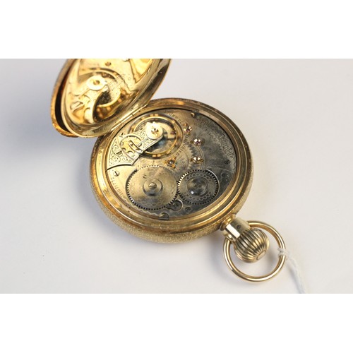 156 - A Waltham 14ct gold full hunter pocket watch, the round white dial with Roman numerals and subsidiar... 